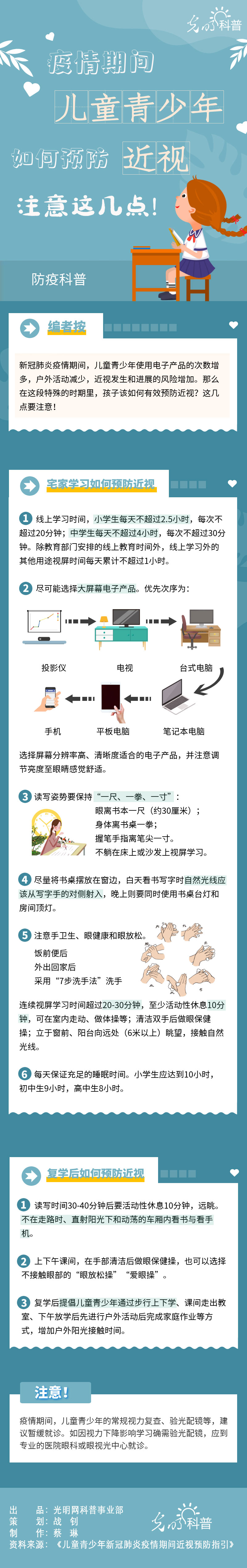 【防疫科普】疫情期間兒童青少年如何預防近視？注意這幾點！