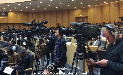 李克強即將在非盟總部發表演講，請柬“一柬難求”。圖片來源：“新國際”微博。