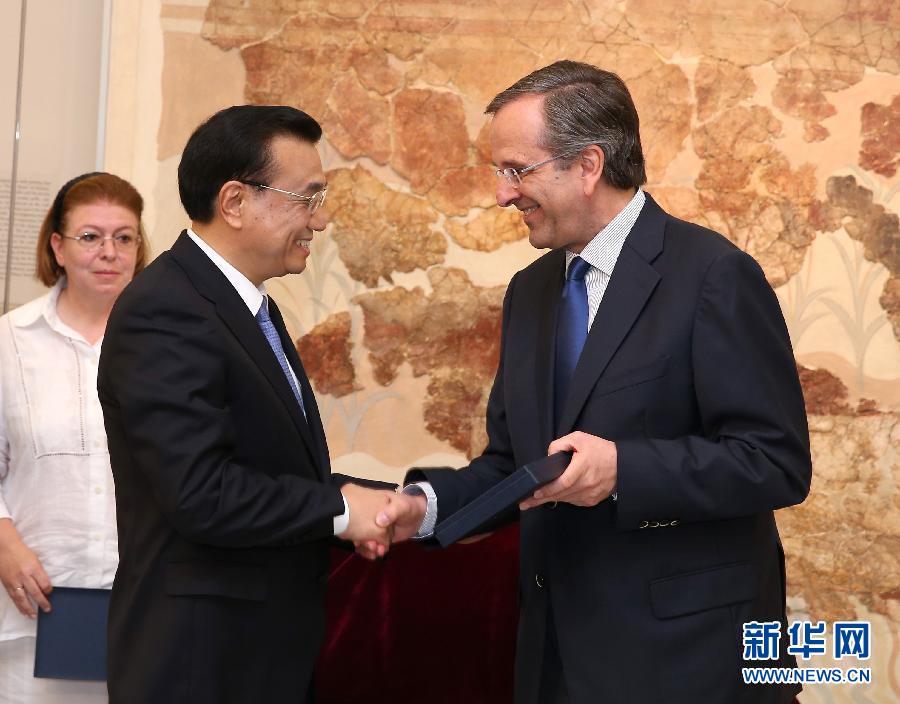 6月21日，國務院總理李克強與希臘總理薩馬拉斯共同出席希臘伊拉克利翁博物館新館開館儀式并發表講話。 新華社記者 龐興雷 攝