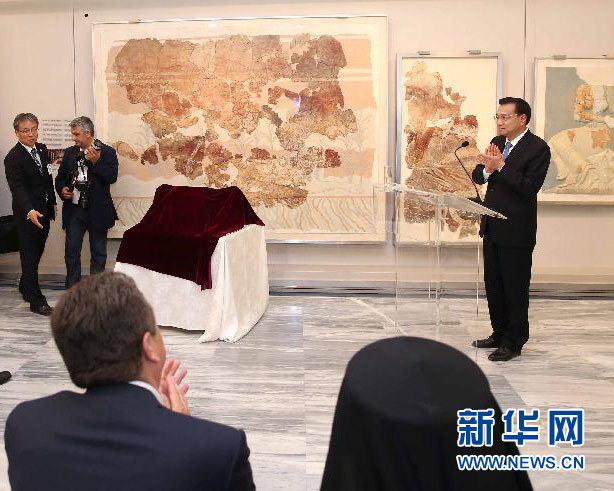 6月21日，國務院總理李克強與希臘總理薩馬拉斯共同出席希臘伊拉克利翁博物館新館開館儀式并發表講話。 新華社記者 龐興雷 攝 