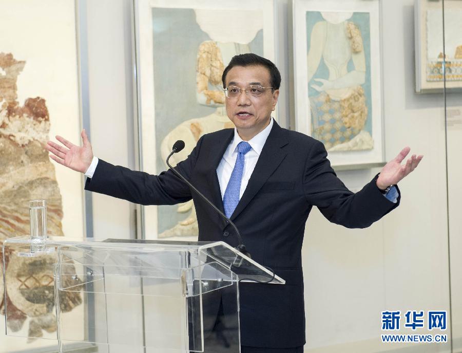 6月21日，國務院總理李克強與希臘總理薩馬拉斯共同出席希臘伊拉克利翁博物館新館開館儀式并發表講話。 新華社記者 王曄 攝