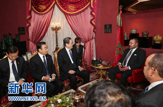 11月4日，中國全國政協主席俞正聲在非斯會見摩洛哥國王穆罕默德六世。 新華社記者 劉衛兵 攝