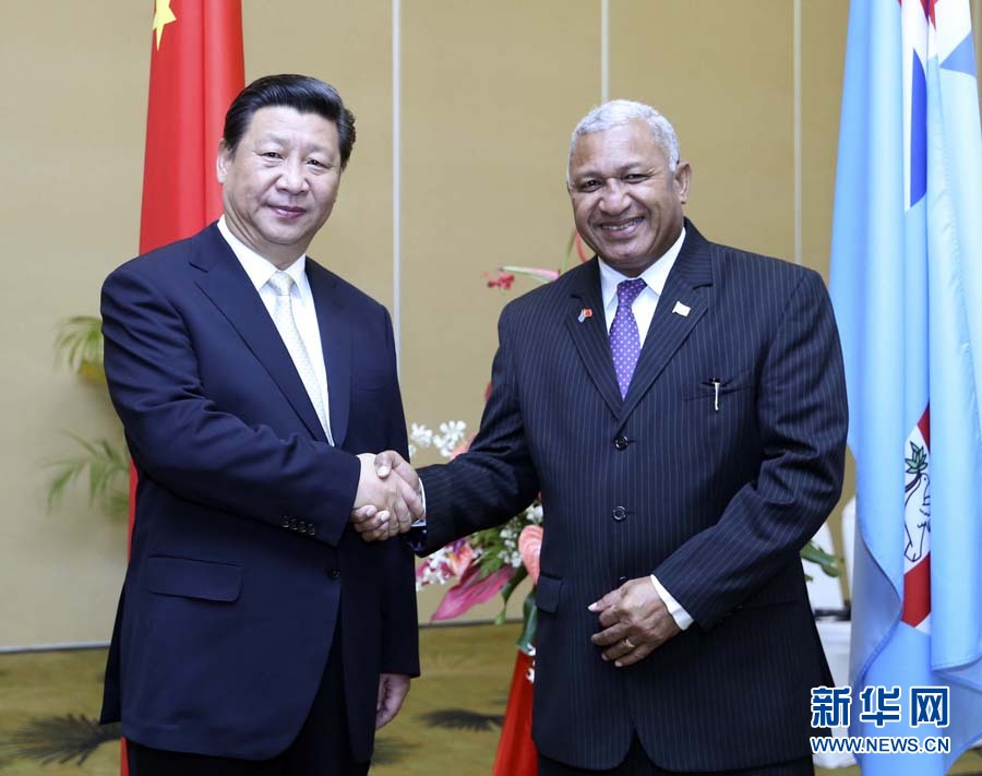 11月22日，中國國家主席習近平在楠迪同斐濟總理姆拜尼馬拉馬舉行會談。 新華社記者姚大偉攝