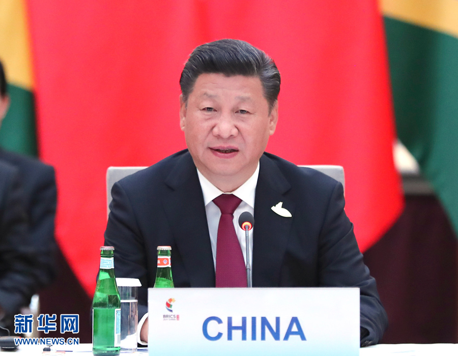 7月7日，國家主席習近平在德國漢堡主持金磚國家領導人非正式會晤，發表引導性講話和總結講話。 新華社記者 馬占成 攝
