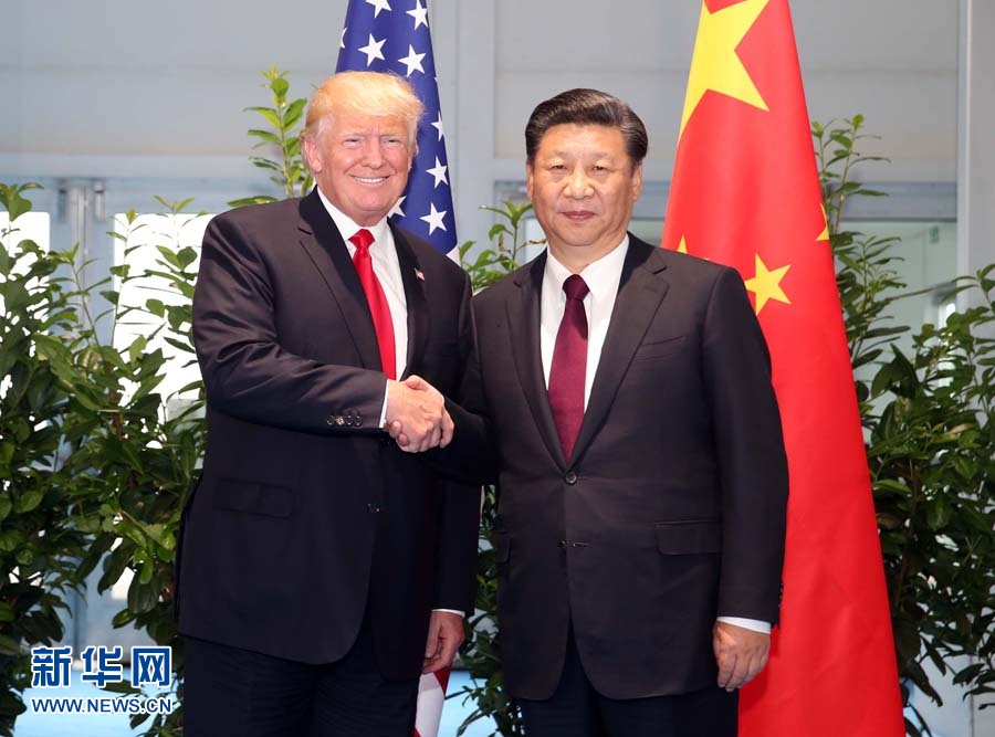 7月8日，國家主席習近平在二十國集團領導人漢堡峰會閉幕后會見美國總統特朗普，就中美關系及共同關心的重大國際和地區問題深入交換意見。新華社記者 姚大偉 攝